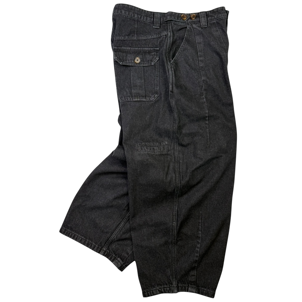 UTILITY BALLOON DENIM JEANS - RAW BLACK
