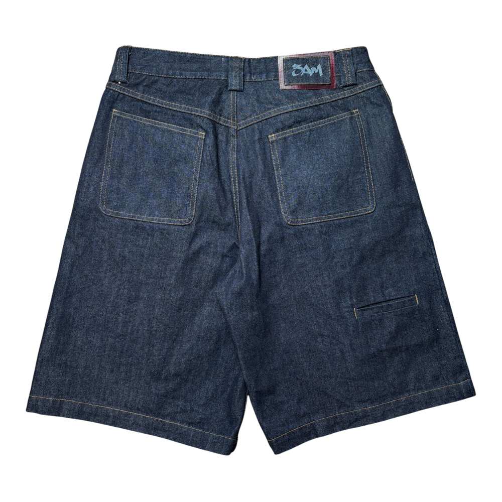SELVEDGE BOX PLEATED DENIM SHORTS INDIGO