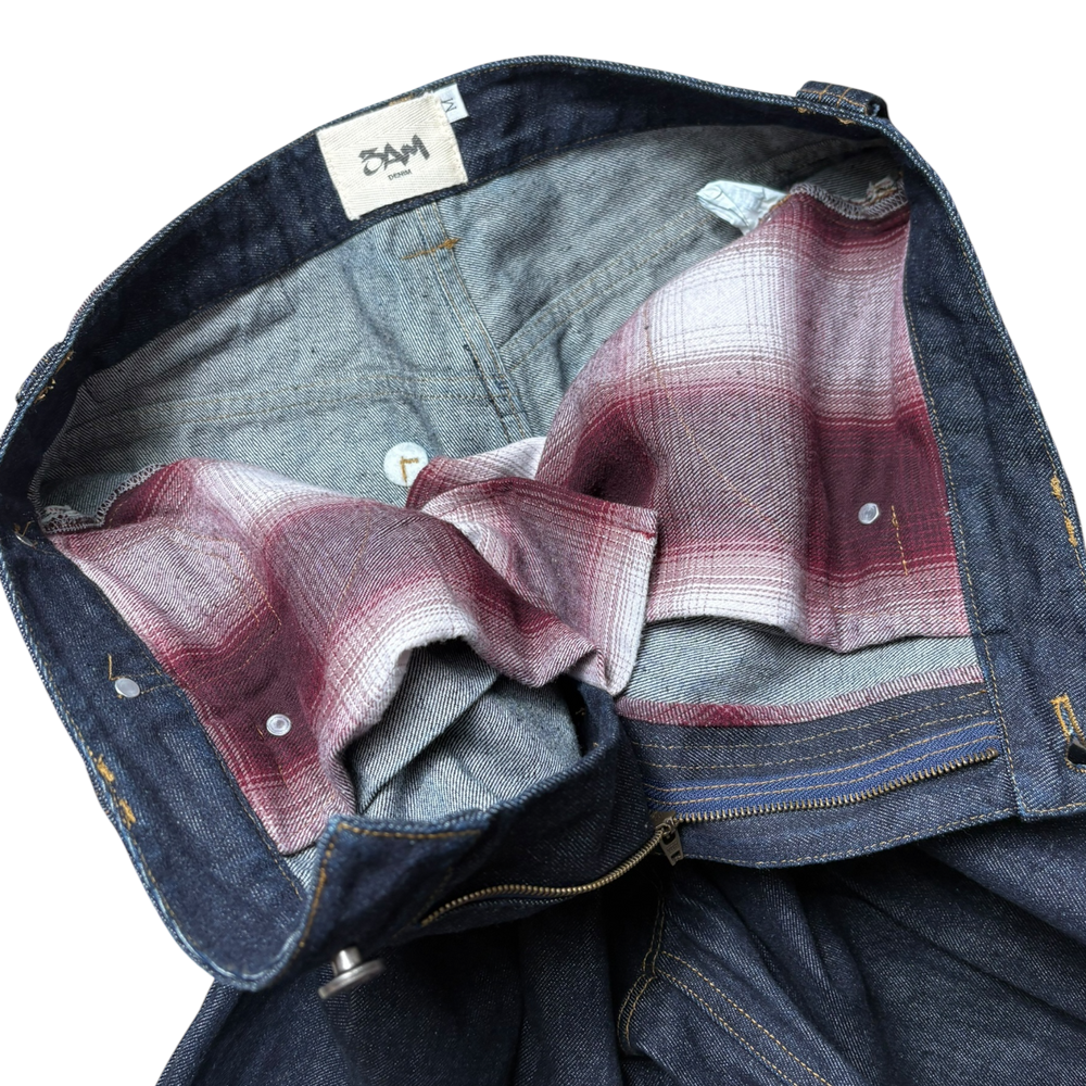 SELVEDGE BOX PLEATED DENIM SHORTS INDIGO