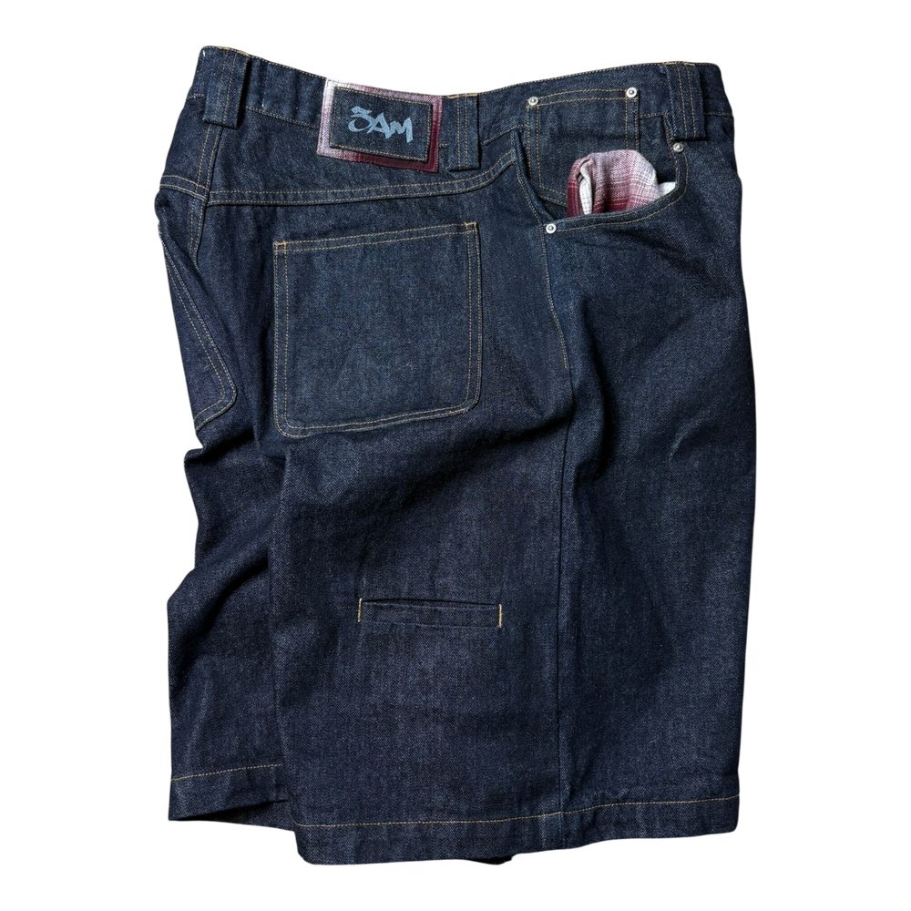 SELVEDGE BOX PLEATED DENIM SHORTS INDIGO