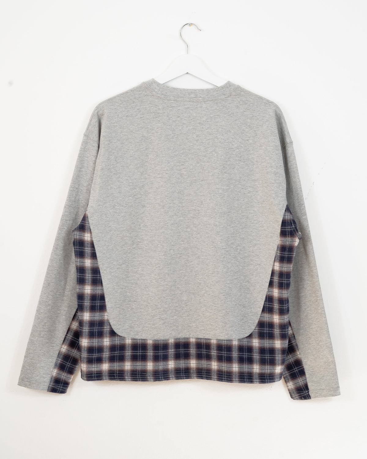 PANELLED PLAID LONG-SLEEVE - GREY