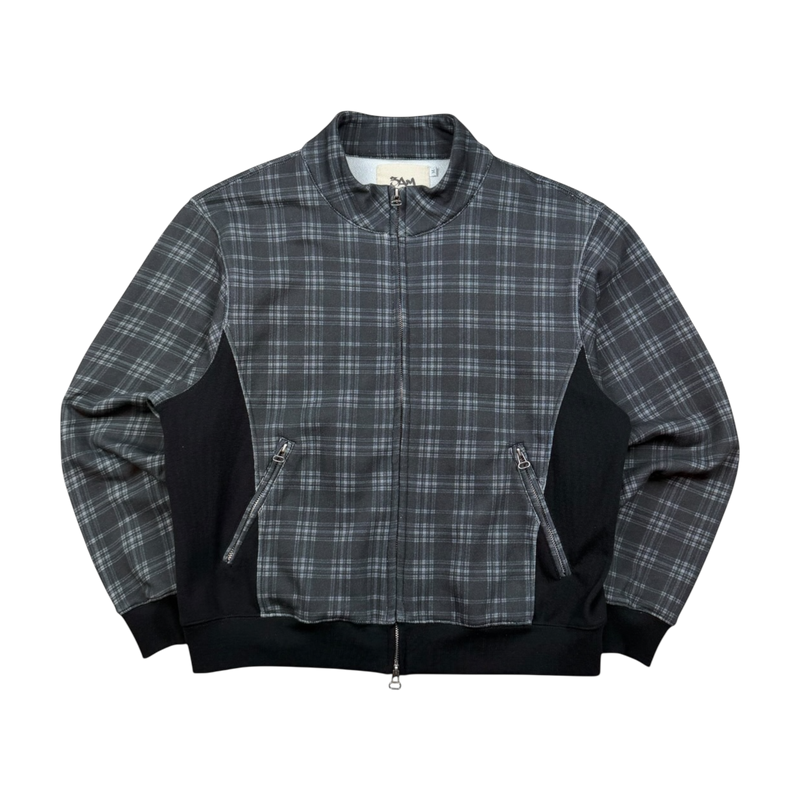 SHADOW PLAID PANELLED ZIP UP
