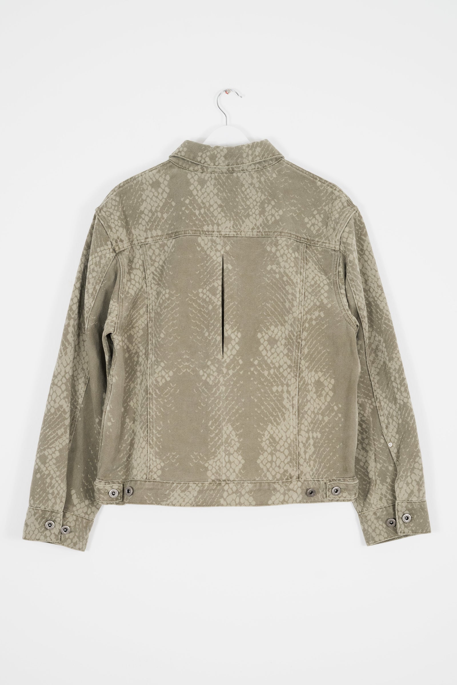 GREEN PLEATED SNAKESKIN DENIM JACKET