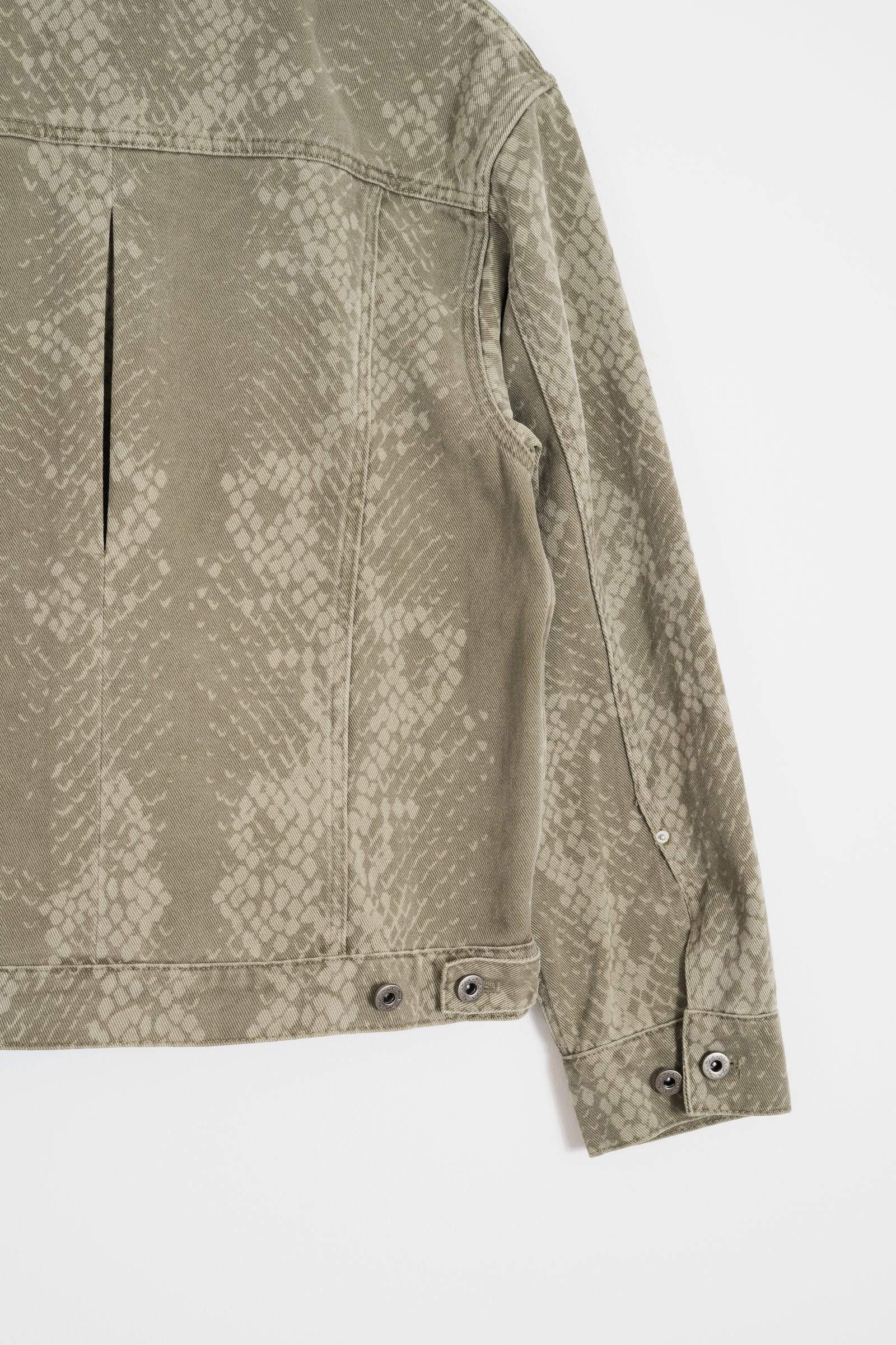 GREEN PLEATED SNAKESKIN DENIM JACKET