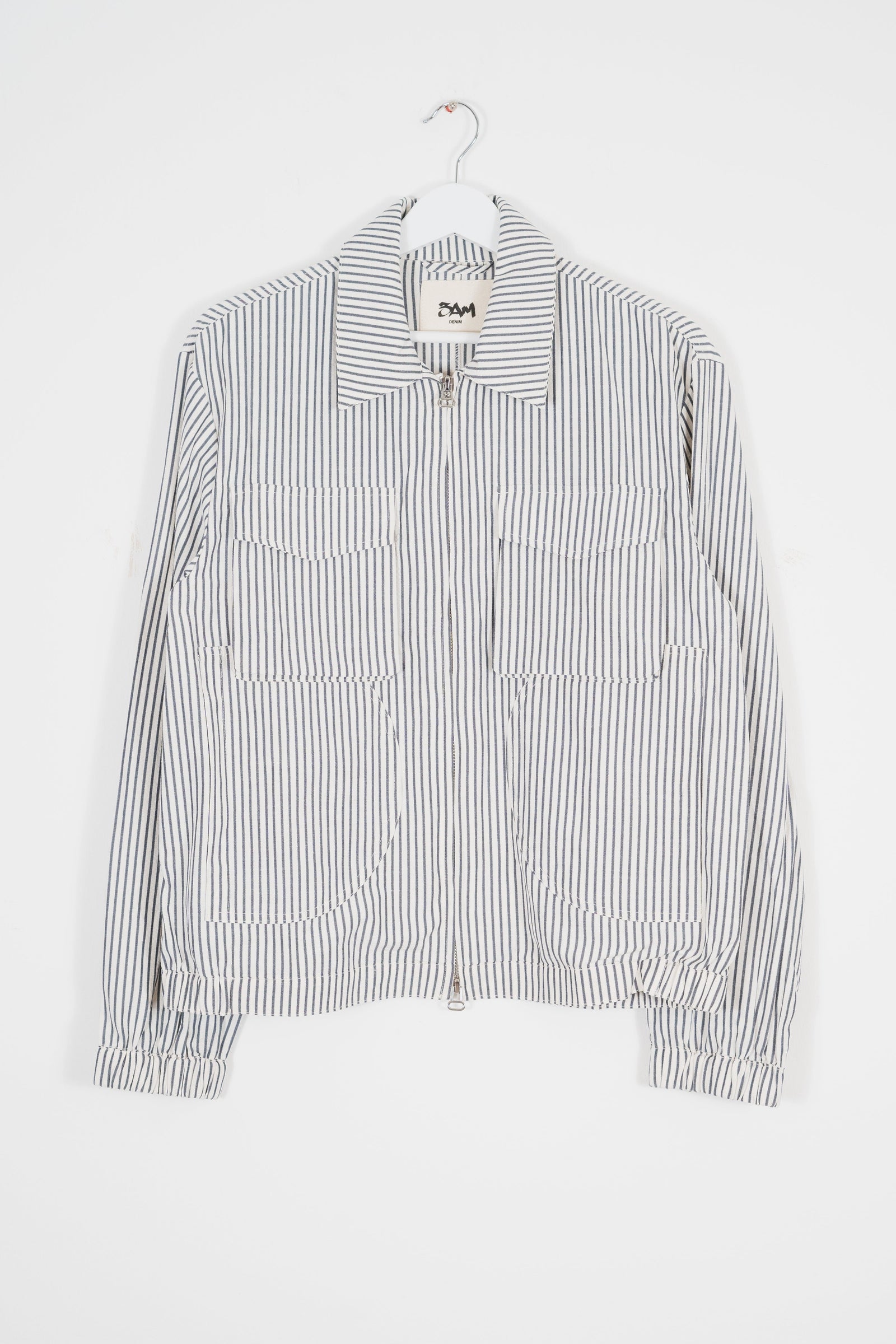 CIRCULAR POCKET SEERSUCKER PINSTRIPE JACKET