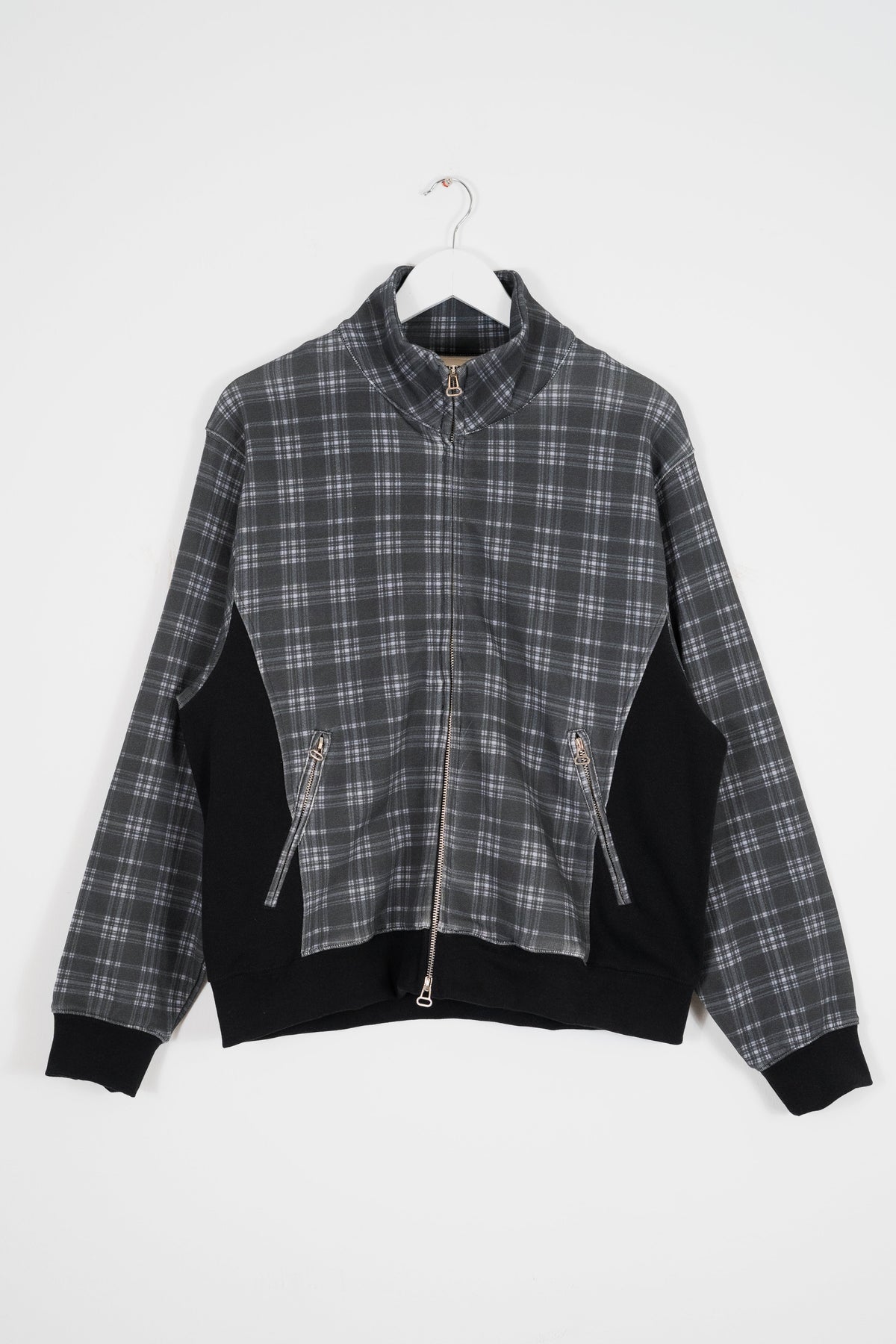 SHADOW PLAID PANELLED ZIP UP