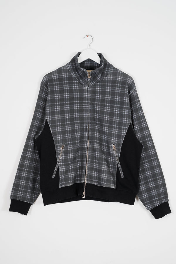 SHADOW PLAID PANELLED ZIP UP
