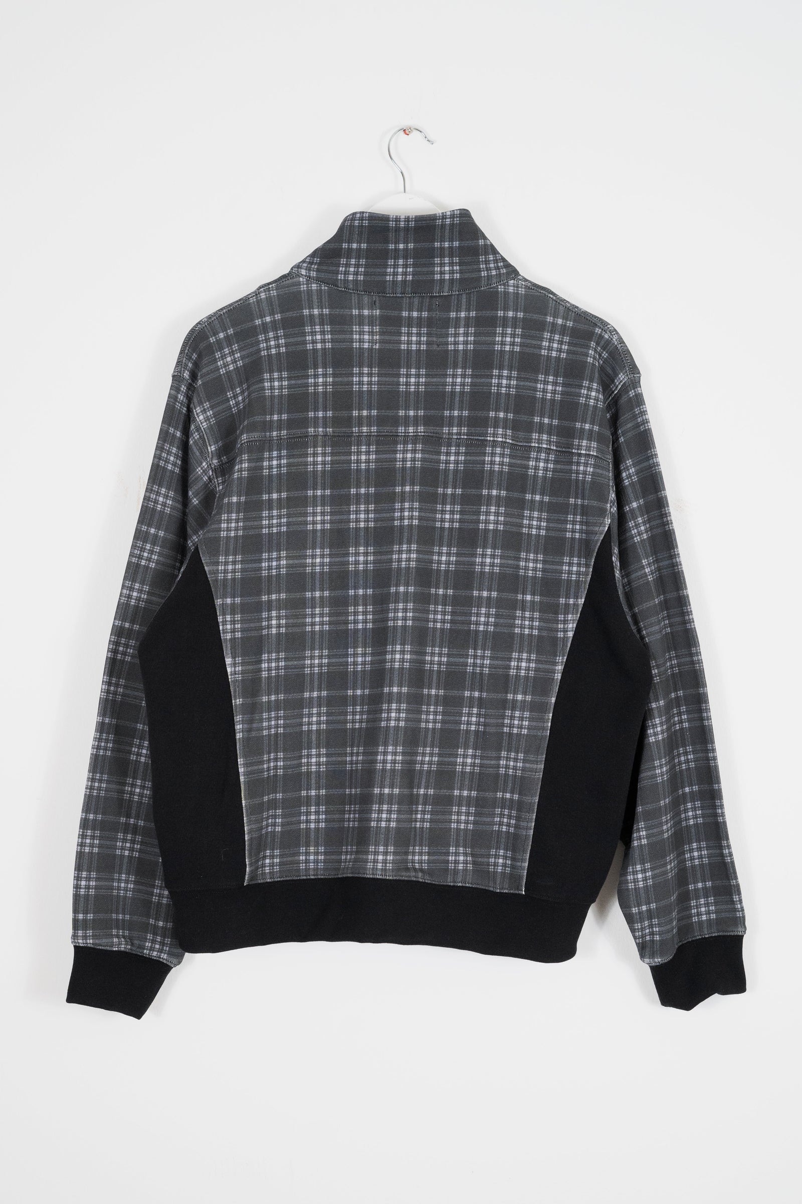 SHADOW PLAID PANELLED ZIP UP