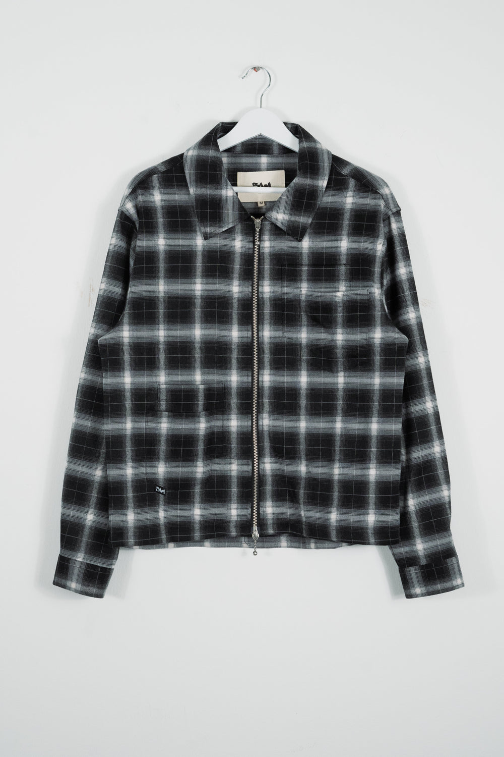 SHADOW PLAID ZIP UP FLANNEL