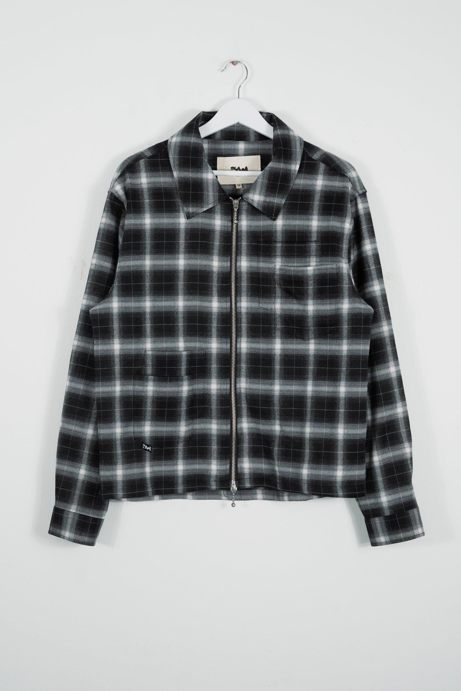 SHADOW PLAID ZIP UP FLANNEL