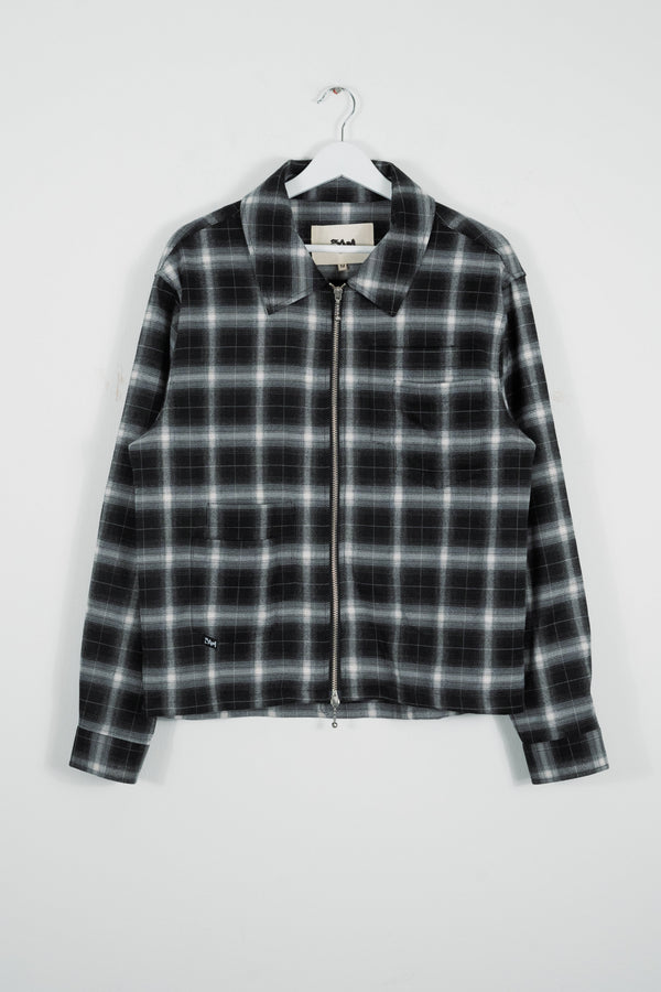 SHADOW PLAID ZIP UP FLANNEL