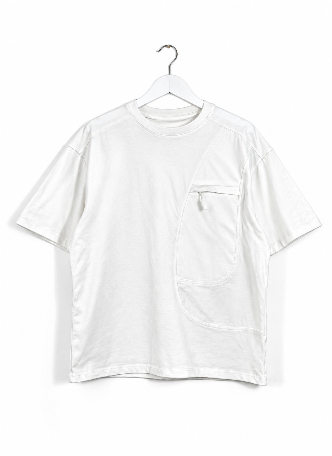 ARC NYLON PANELLED T-SHIRT - WHITE