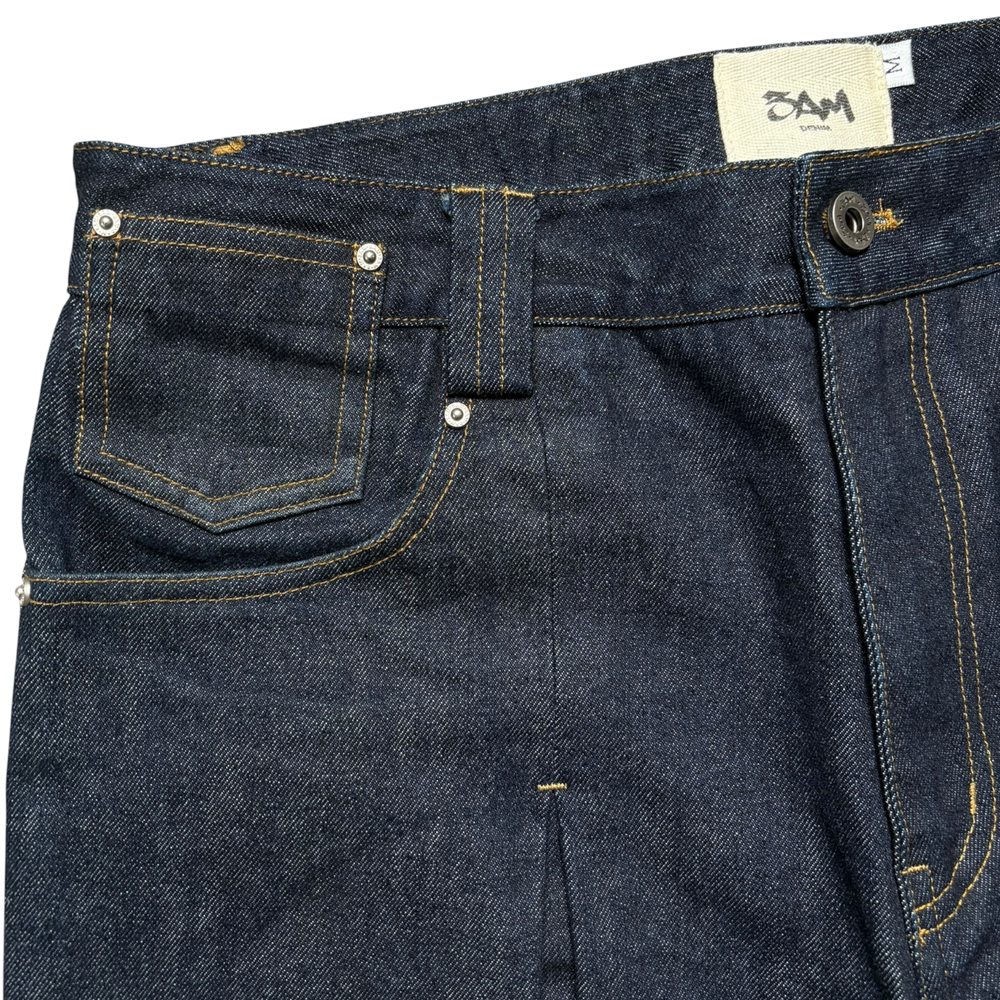 SELVEDGE BOX PLEATED DENIM SHORTS INDIGO