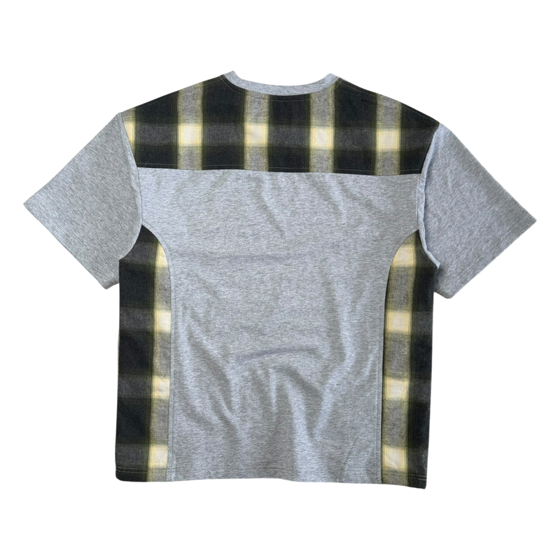 SHADOW PLAID PANELLED T-SHIRT - GREY