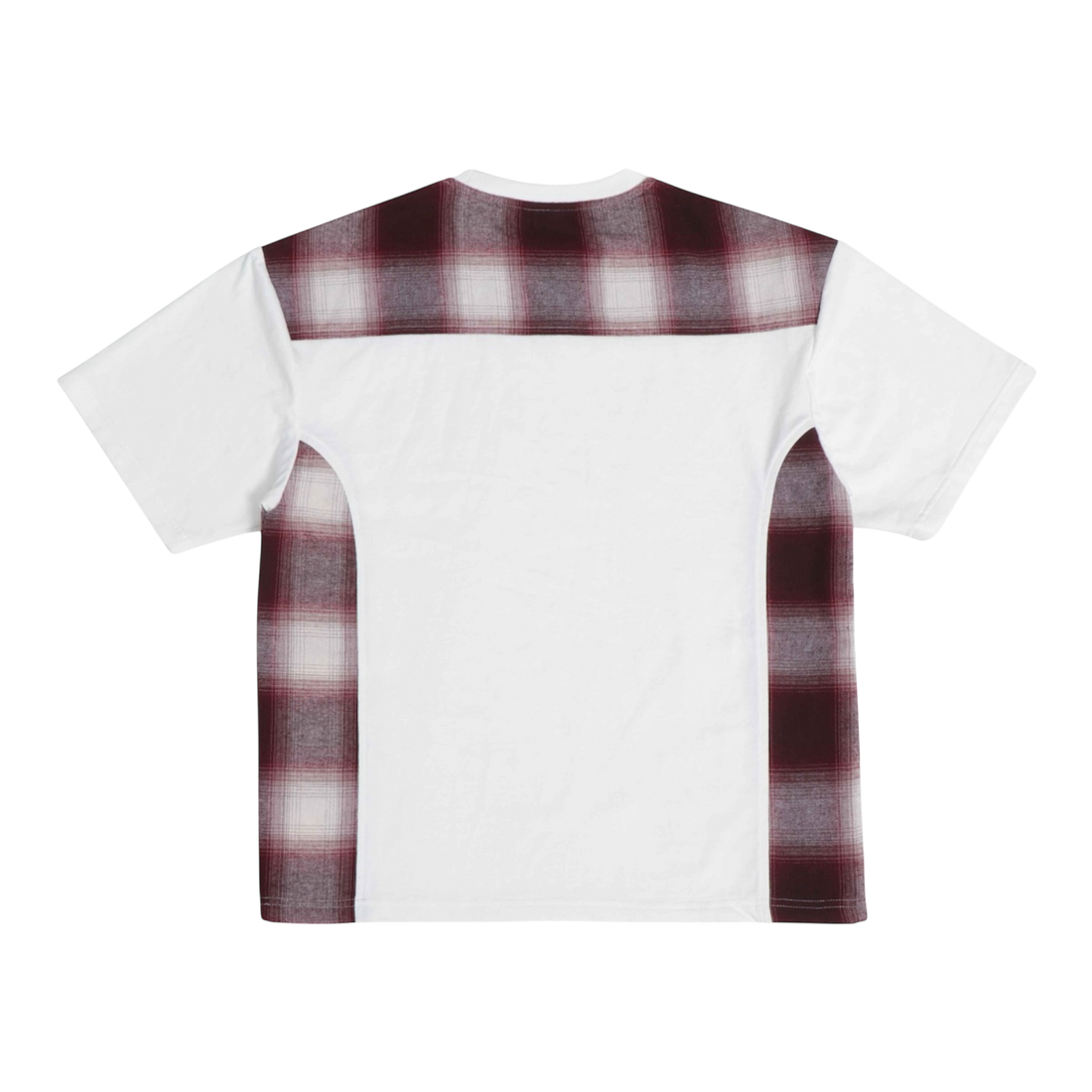 SHADOW PLAID PANELLED T-SHIRT - WHITE